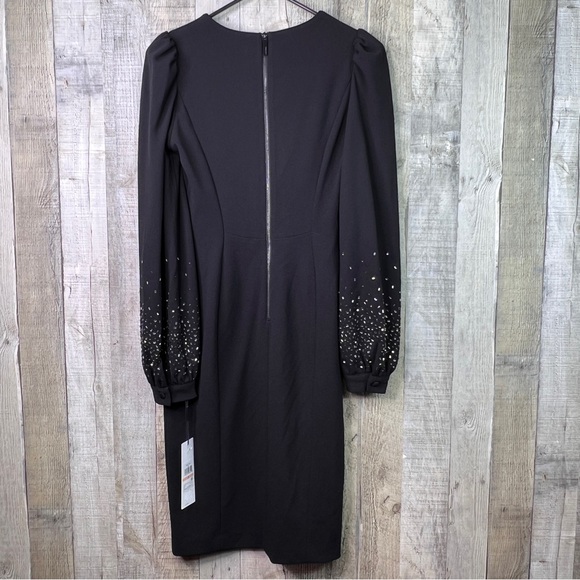 Calvin Klein Size 2 Silver Bling Puff Sleeve Sheath Dress - Picture 3 of 16